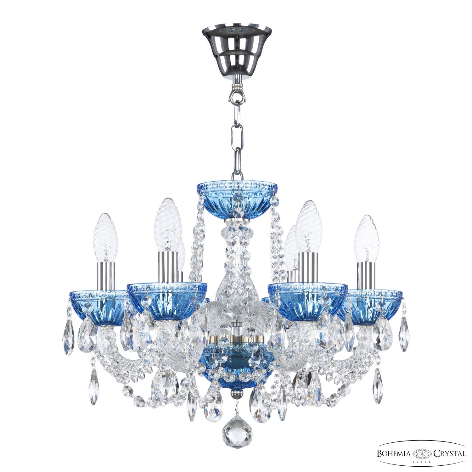 Хрустальная люстра Bohemia Ivele Crystal 5402/6/141 Ni Aquamarine/M-1G