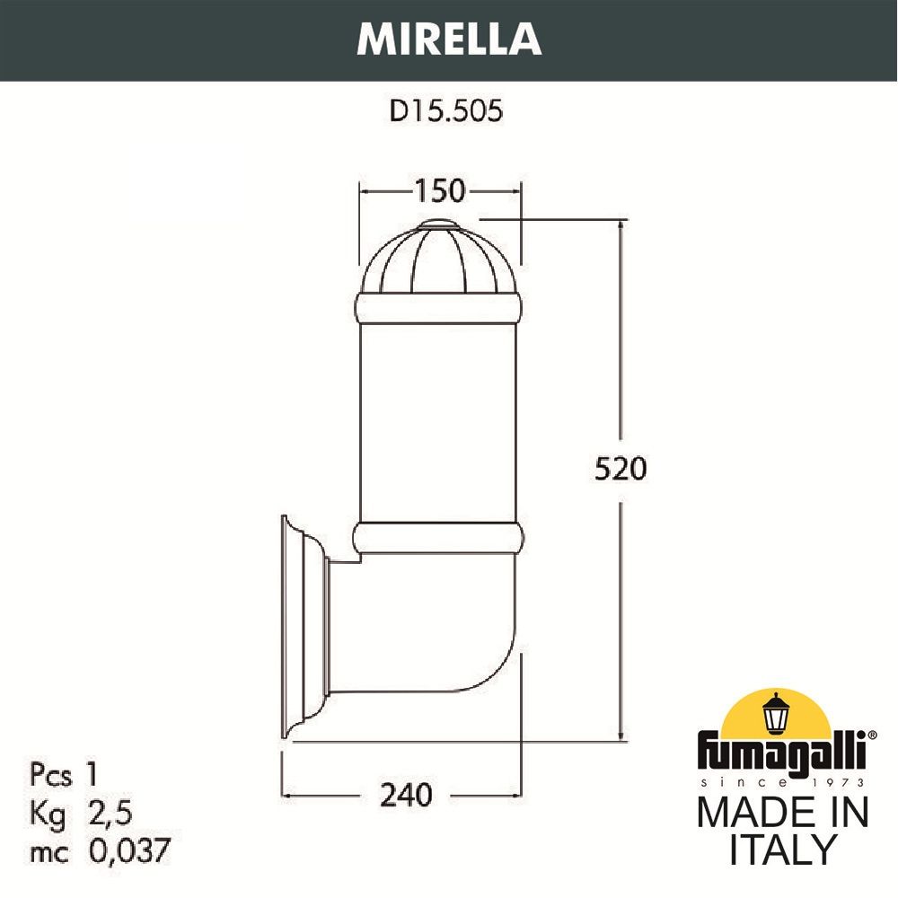 Уличный настенный светильник FUMAGALLI MIRELLA D15.505.000.BYF1R